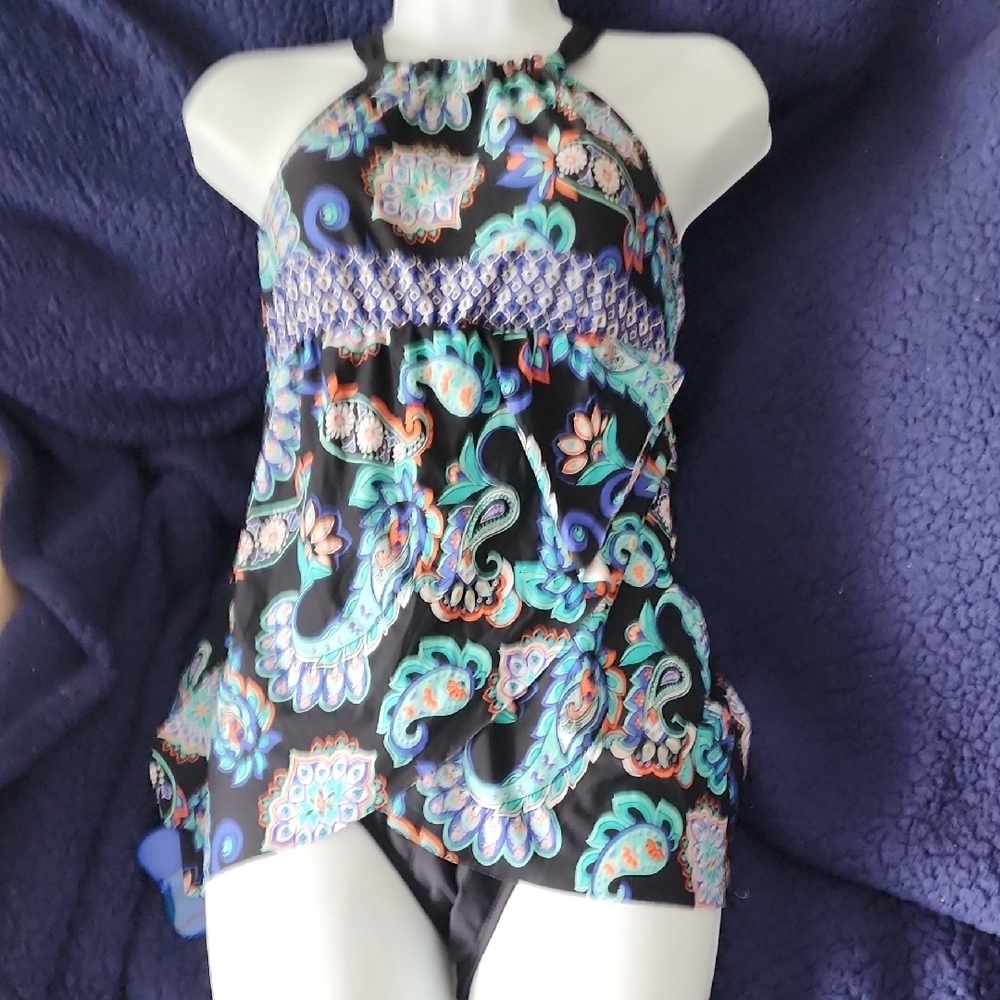 Black Paisley Halter Swimsuit